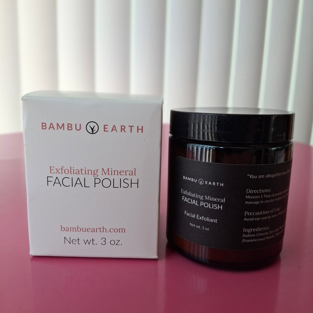 Bambu Earth Exfoliating Mineral Facial Polish 3 oz Powder Scrub New